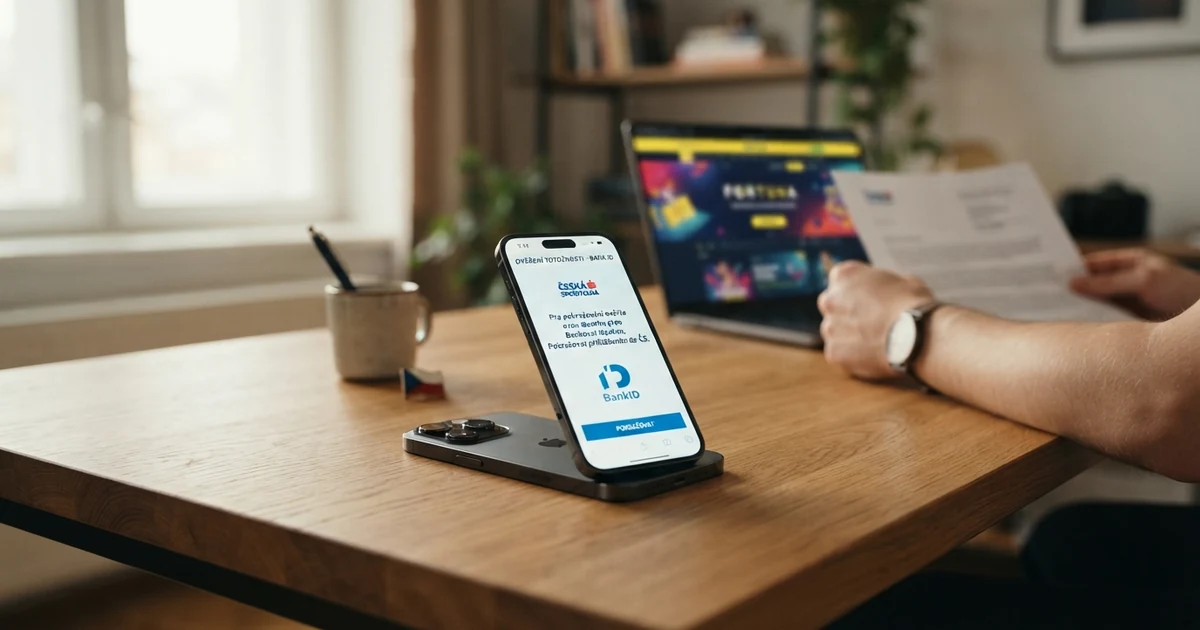 Rozhraní online kasina s výzvou k dokončení ověření totožnosti — obrazovka s formulářem Bank ID
