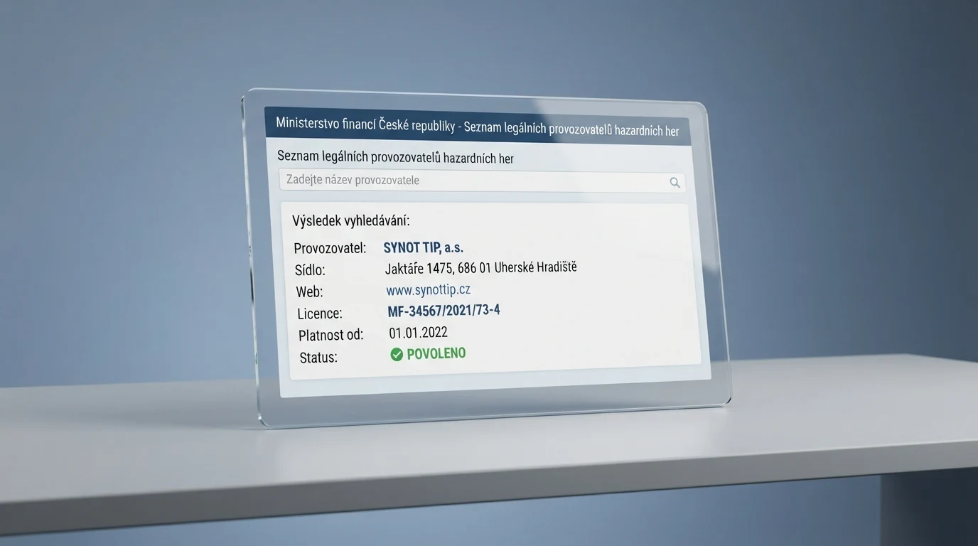 Výřez z veřejného seznamu legálních provozovatelů hazardních her na webu Ministerstva financí ČR