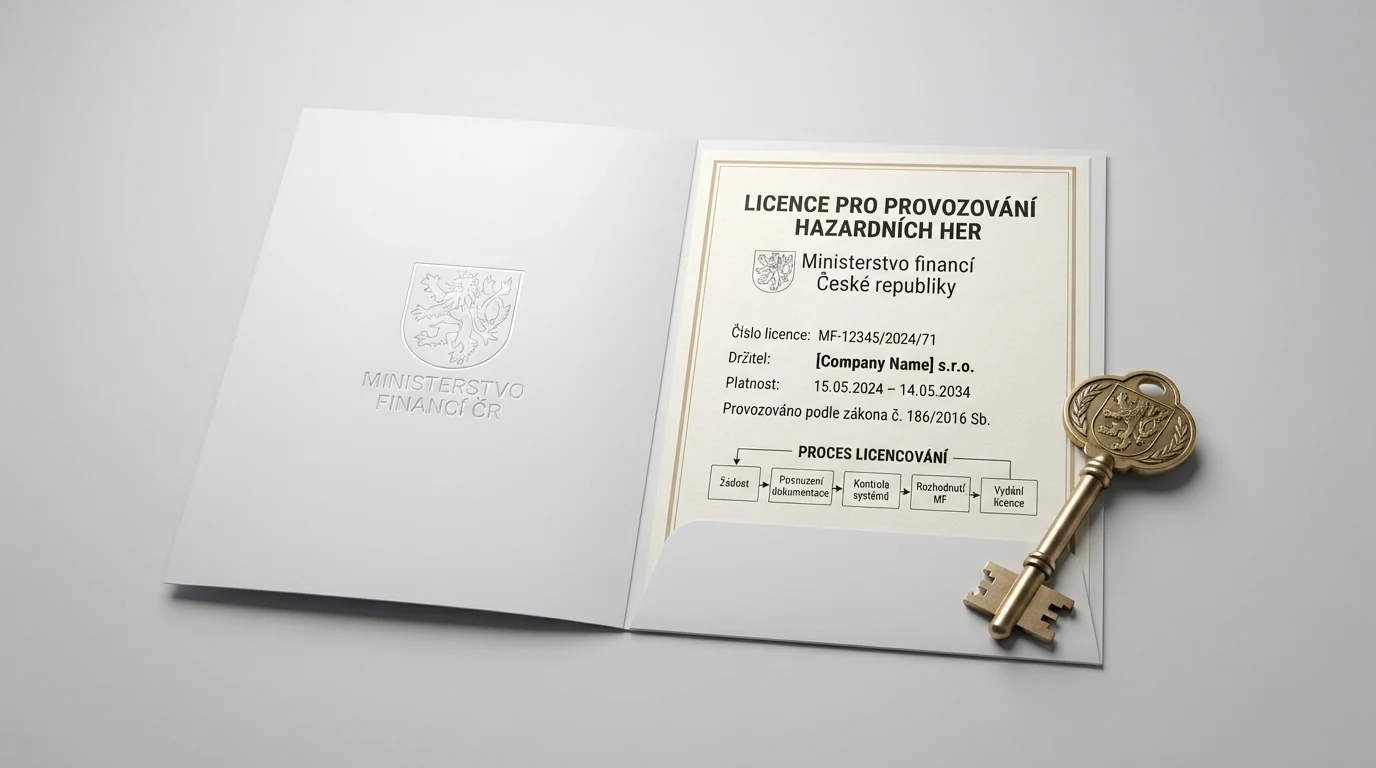 Úřední dokumentace — logo Ministerstva financí ČR, paragrafy zákona o hazardních hrách a ukázka Seznamu legálních provozovatelů