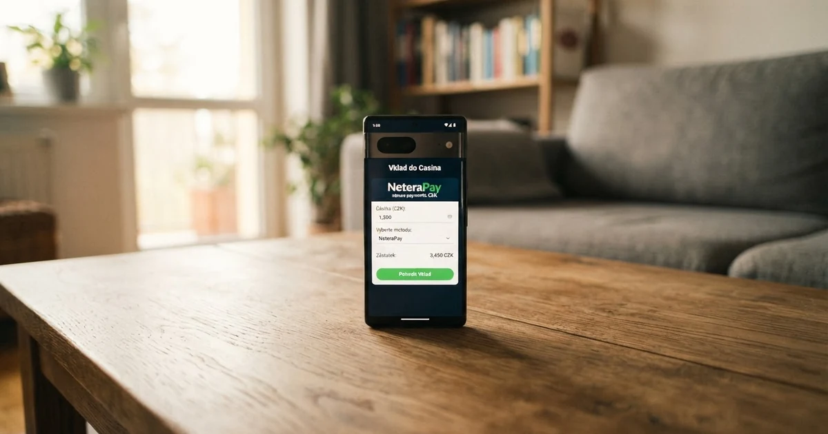 Logo a platební rozhraní NeteraPay na displeji mobilního telefonu
