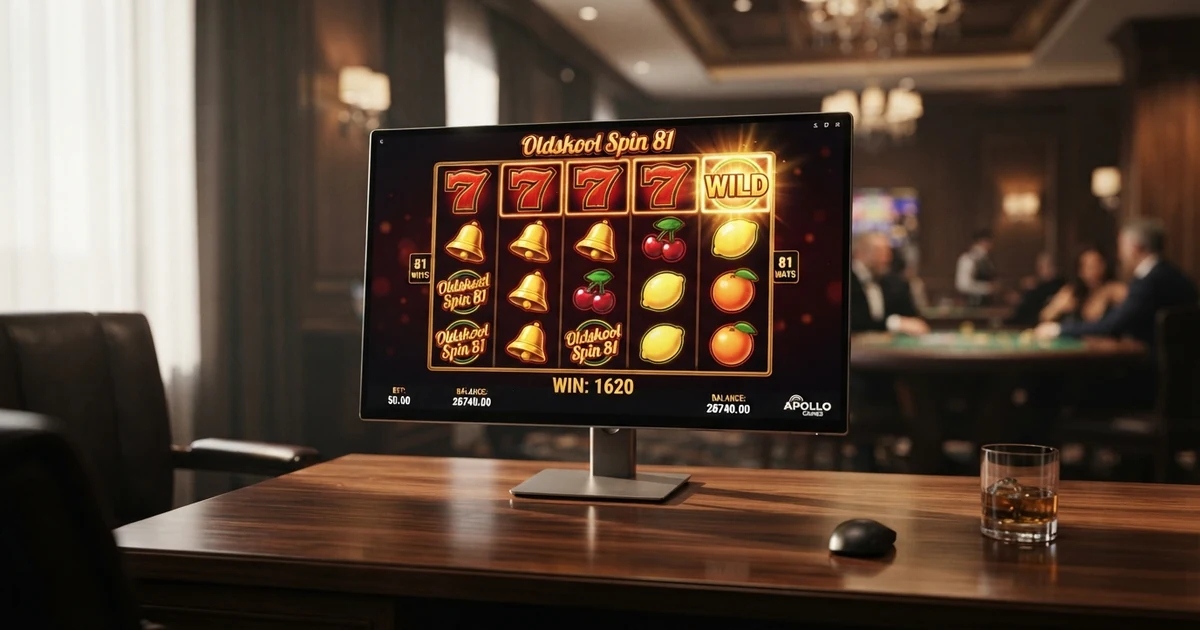 Koláž pěti nejoblíbenějších Apollo Games automatů: Oldskool Spin 81, Blissful Jack 100, Midnight Fruits 81, Blissful Jack 40 a Slot Birds 81