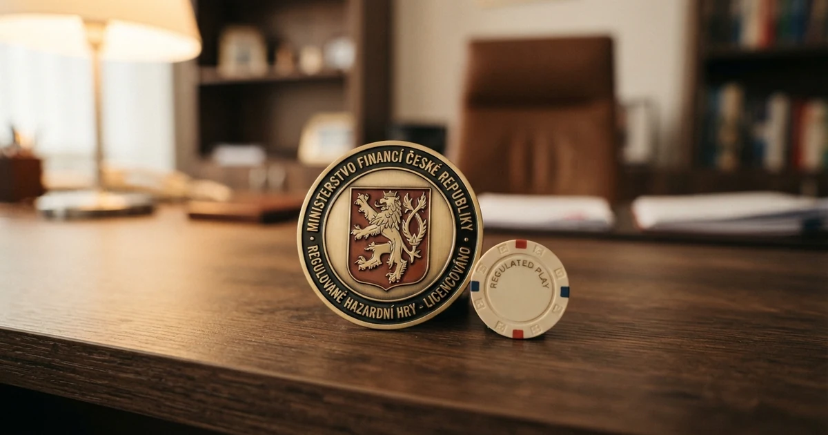 Logo Ministerstva financí ČR vedle symbolu ochranné známky licence na hazardní hry