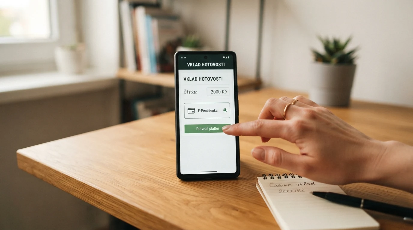Platební formulář online casina s vybranou možností Neteller a zadanou částkou vkladu v korunách